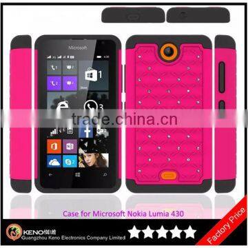 Keno Shining Diamond-studded Armorbox Drop Resistant Silicone Slim Case Cover For Microsoft Nokia Lumia 430