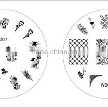 jumbo nail stamp plates New arrival W series 7CM plate disc French designs