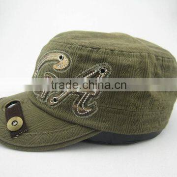 green emborideried military cap