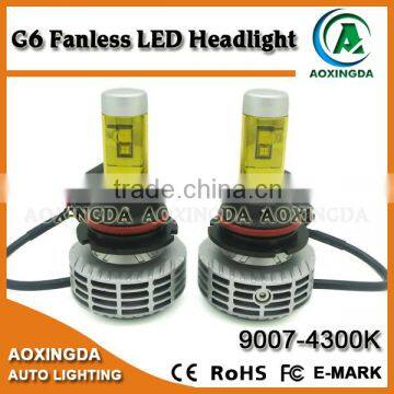 9007 Hi/Lo beam LED headlight kit G6 fanless all in one 6000LM LED headlight kit