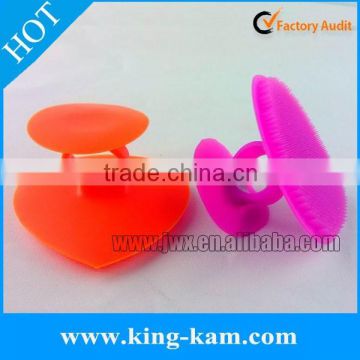 Silicone facial brush cleaner with suction