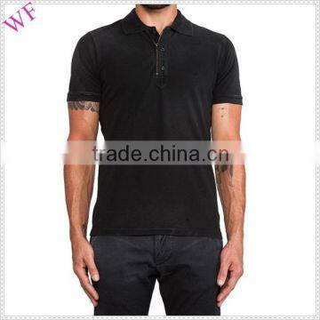 OEM PARTIAL FRONT BUTTON AND ZIP PLACKET POLO TWIN TIPPED POLO SHIRT FOR MEN