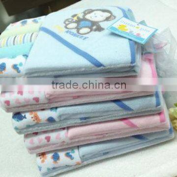 2014 New Baby Hooded Bath Towel &5 Washcloths Infant Wash Set Cotton Cartoon