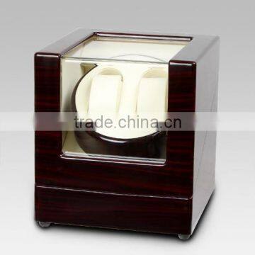 Custom Logo Printed 2 Slot Glossy Wooden Safety Automatic Watch Winder photo-2