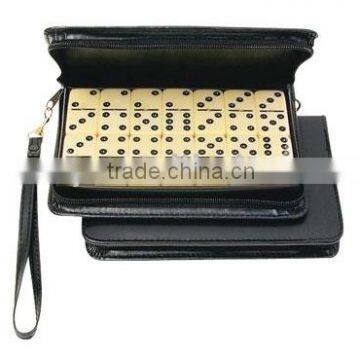 Leather Case with Double Six Domino Set