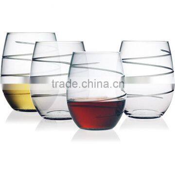 Sodalime lead free crystal factory popular Spiral Collection Stemless Wine Glasses Set of 4