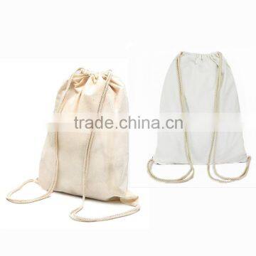 Customized Printing or Diy Dye Canvas Drawstring Backpack Bag Travel Pouch photo-3