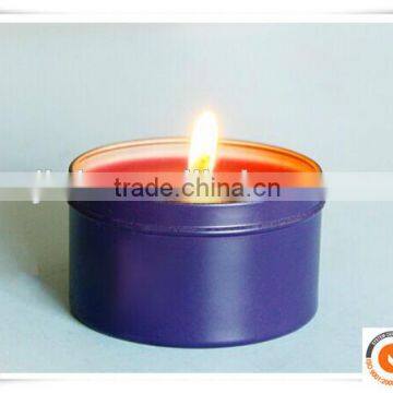 2014 new style small metal wholesale candle tin box/Round candle tin box/purple metal candle tin box