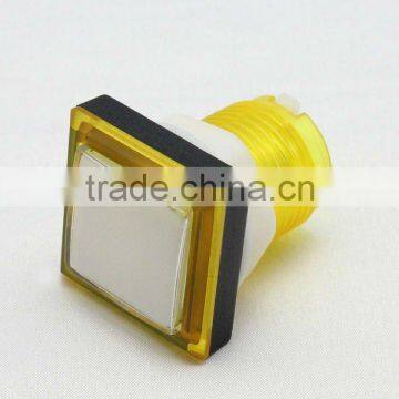 33mm square yellow plastic arcade push button switch electric pushbutton switch Momentary with LED light