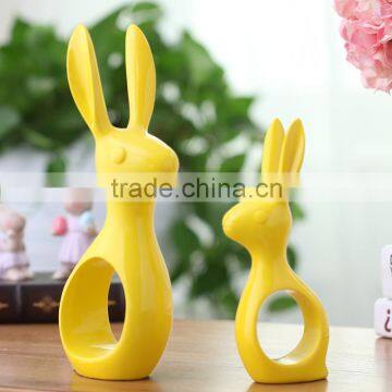 handmade craft big ears unique desgin ceramic easter rabbits for wholesale