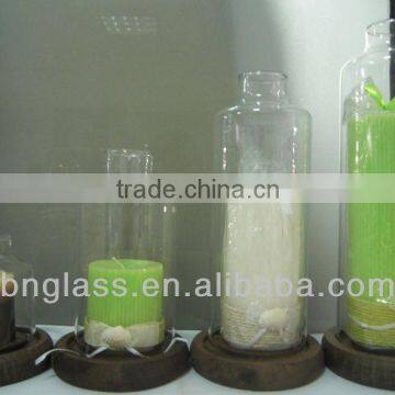 Clear Glass Candle Jar with Wooden Base