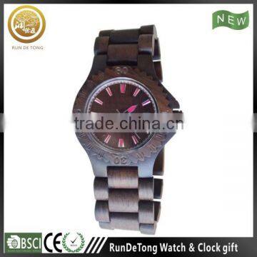 Whole nature material dark color cheap wooden watch