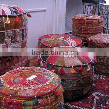 Hand Embroidered Tribal Patchwork Ottoman Cover