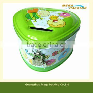 Heart shape moeny metal tin can/coin can/coin box