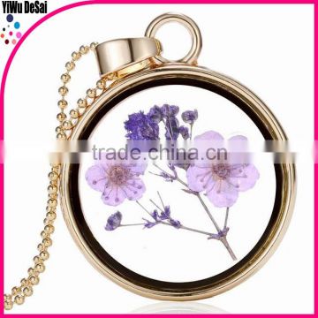 Simple Life Design Necklace Round Shaped Dried flower Necklace