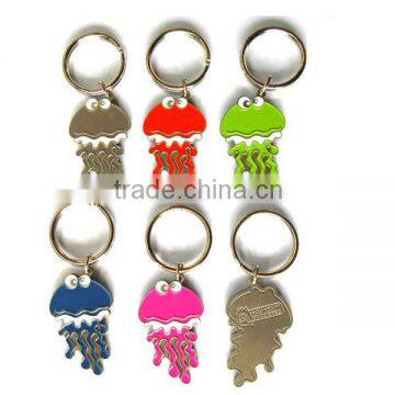 Soft enamel Jellyfish zinc alloy key chain