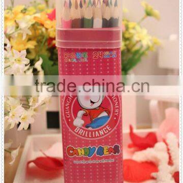 2014 new products hexagonal wooden color pencil/kids stationery from china /triangle color pencil in tin tube