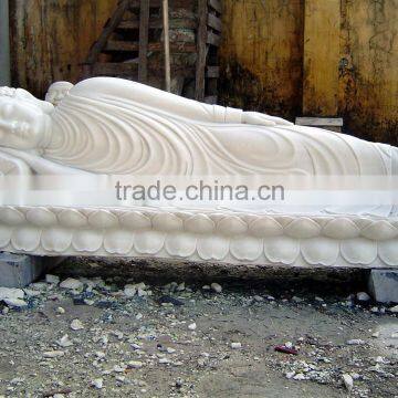Sleeping Shakyamuni Buddha Statues for Sale White Marble Stone Hand Carving Sculpture for Home Garden Pagoda Temple
