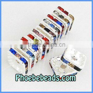 Wholesale 10mm Hole Spacer Beads Multicolor Czech Crystal Rhinestone Square Charms High Quality Jewelry Making Supplies SRS-AC03