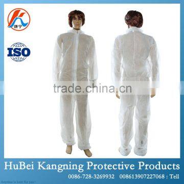 Disposable White PP Microporous Cleanroom Coverall with Stand Collar