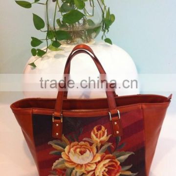 Embroidery flower chinese style women handle bag