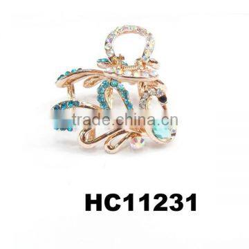 girls metal snap claws jaw colored crystal metal hair clips wholesale