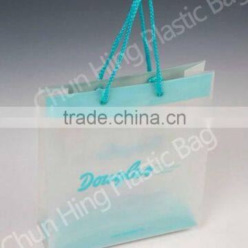 Custom printed frosted shopping bag with rope handle