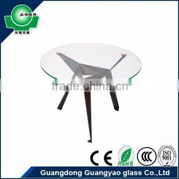 hot sell high quality beveled edge round glass table top with CE ISO9001 for glass coffee table