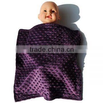 100% Polyester Purple Hand Feeling Good Doll Sleeping Blanaket Made of Minky Dot