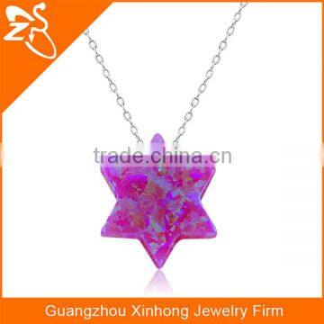 925 silver necklace wholesale with new style hexagram opal pendant necklace