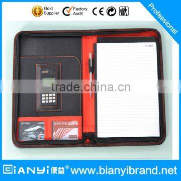 Hardcover leather portfolio with writting pad