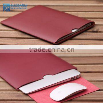 Super fiber Leather Tank bag Pouch for macbook Air laptop bag