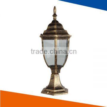 ancient style high quality short pillar light for door fence with crystal cover.