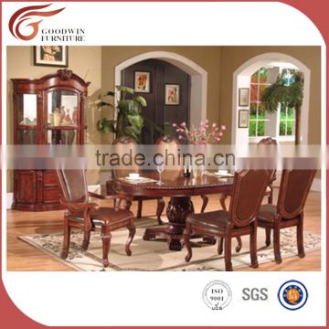 Luxury Antique American Provincial Dining Room Furniture Wooden Top Table and Chairs Set WA172