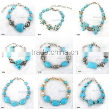 Factory Directly Wholesale Cheap Tuiquoise Charm Lucky Stone Bracelet