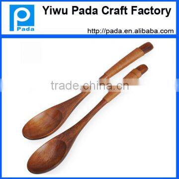 Handmade Natural Wooden Coffee Tea Spoon Kusunoki Lines Long Handle Mixing Spoon 18*2.7cm