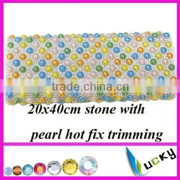 hotfix rhinestone trim with pearl for shoe decoration