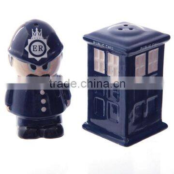 ceramic London Policeman & Police Box salt and pepper shaker