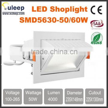 EU high quality 50Wled shoplight,retangle downlight, squaredownlight SMD5630 50W,with meanwell driver,shenzhen factory wholesale