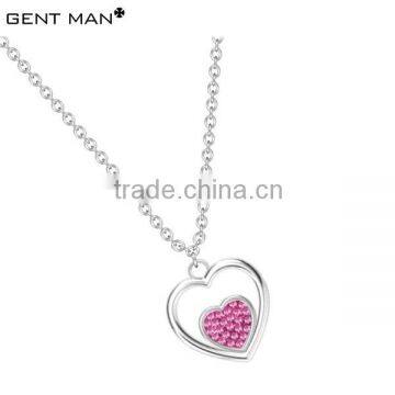 pink girlfriend heart stainless steel pendant necklace for ladies