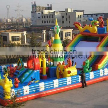 INFLATABLE IN AND OUTDOOR PLAYGROUND AMUSMENT PARK AND WATER POOLS WITH SLIDES.