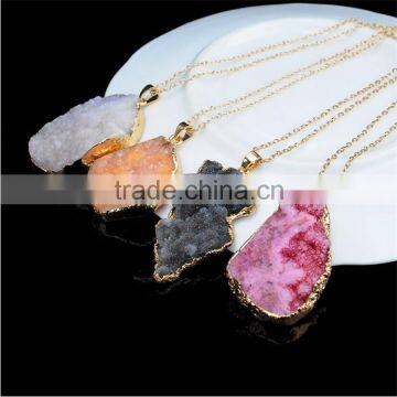 Costume Jewelry 2016 Hot Selling Natural Crystal Irregular Stone Quartz Pendant Necklaces Stone Gem Jewelry photo-3