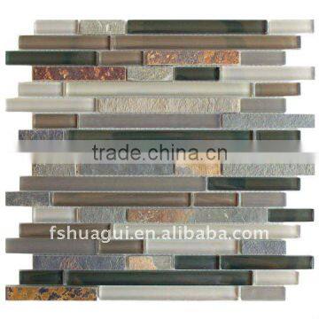 HG-CDT026 Crystal glass mix slate backsplash mosaic tiles