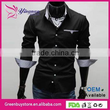 2014 Mens Slim Shirt Fit Unique Neckline Stylish Dress Long Sleeve Shirts Mens dress Shirts