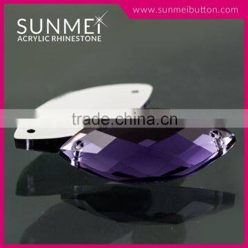 Horse Eye Shaped Grape Purple Color Sew on Imitation Rhinestone