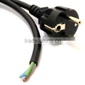 2.5m Euro Schuko 2 Pin Plug to Bare Wire 3 Core Mains Power 10A Cable