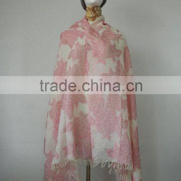 Women Spring Viscose Rayon Polyester Blend Floral Pashmina Shawl Wrap