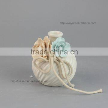 BSCI SEDEX Audit Customized Hand-made Flower White Porcelain Reed Diffuser Set With Rattan Sticks photo-6