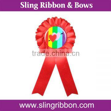 Custom Red Satin Ribbon Award Ribbon Rosette