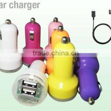 Car Charger Adaptor Mini Bullet Dual USB 2-Port For iPhone 6 for , Samsung car charger HTC